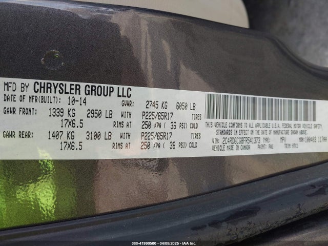 2C4RDGCG8FR541373 Dodge Grand Caravan Sxt