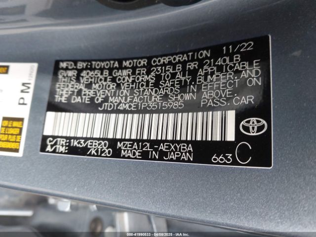 JTDT4MCE1P3515985 Toyota Corolla Xse