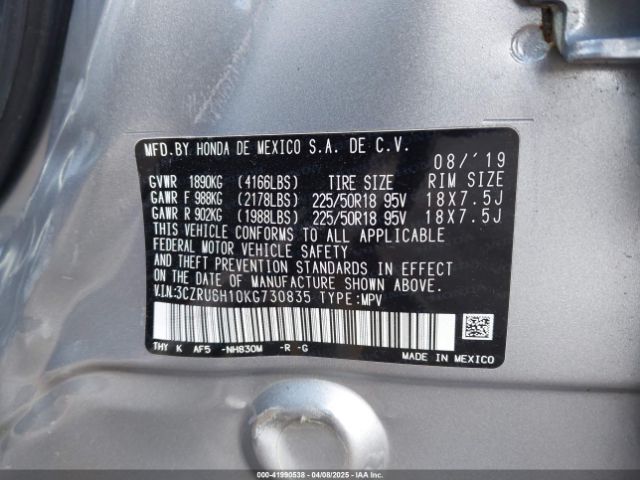 3CZRU6H10KG730835 Honda HR-V SPORT