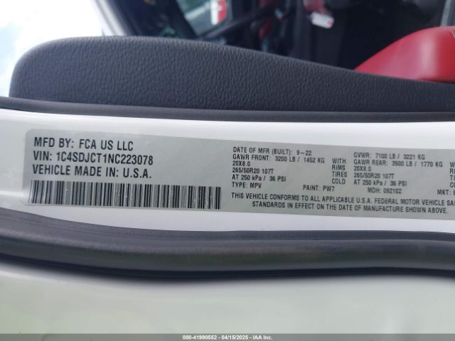 2022 DODGE DURANGO 1C4SDJCT1NC223078 Photo 8