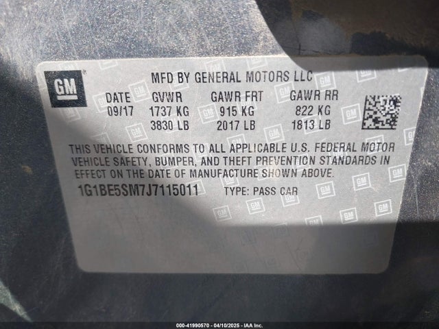 1G1BE5SM7J7115011 Chevrolet Cruze Lt Auto