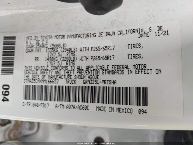 3TMAZ5CNXNM166657 Toyota Tacoma Trd Sport