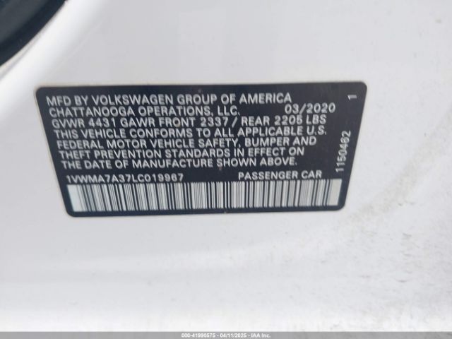 1VWMA7A37LC019967 Volkswagen Passat 2.0t R-line