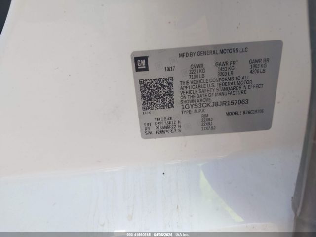1GYS3CKJ8JR157063 Cadillac Escalade Premium Luxury