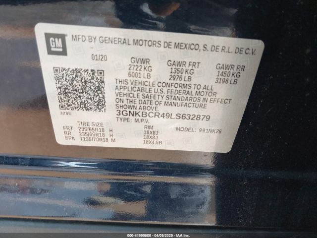 3GNKBCR49LS632879 Chevrolet Blazer Fwd 2lt