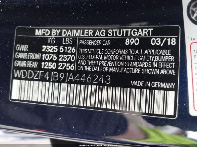 WDDZF4JB9JA446243 Mercedes-Benz E 300