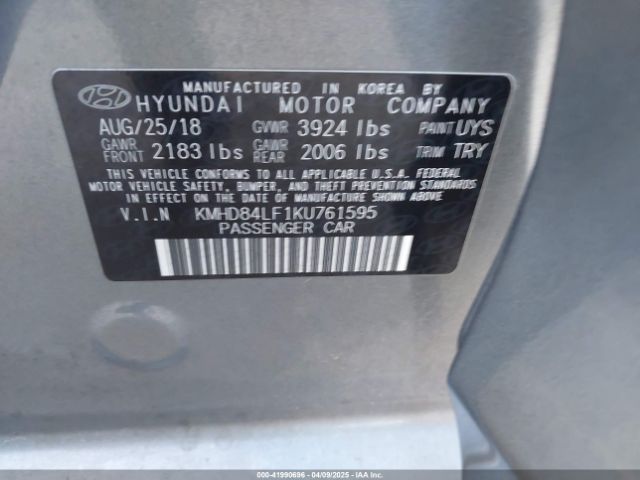 2019 HYUNDAI ELANTRA KMHD84LF1KU761595 Photo 8