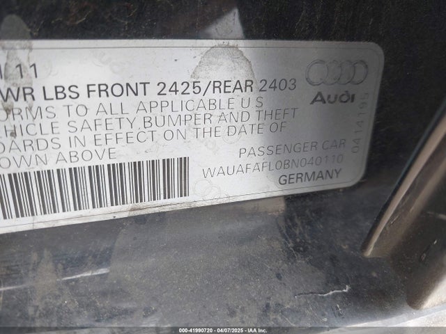 2011 AUDI A4 WAUAFAFL0BN040110 Photo 8