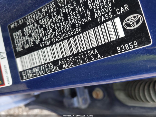 Toyota CAMRY SE 2016 4T1BF1FK5GU556096 Image 9
