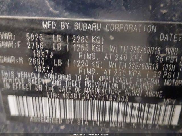 2023 SUBARU OUTBACK 4S4BTGND7P3187908 Photo 8