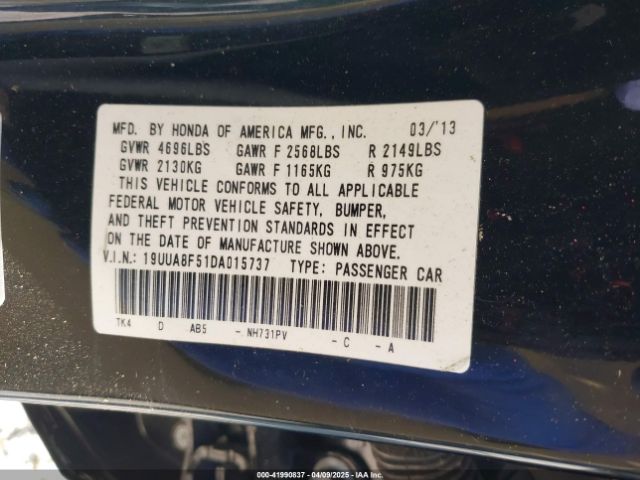 2013 ACURA TL 19UUA8F51DA015737 Photo 8