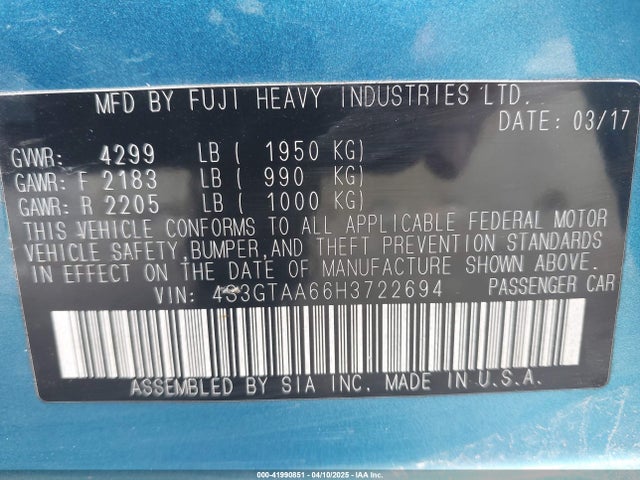 4S3GTAA66H3722694 Subaru Impreza