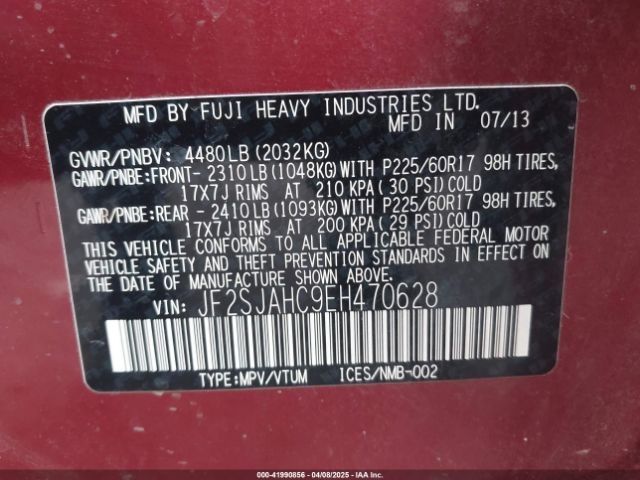 JF2SJAHC9EH470628 Subaru Forester 2.5i Limited