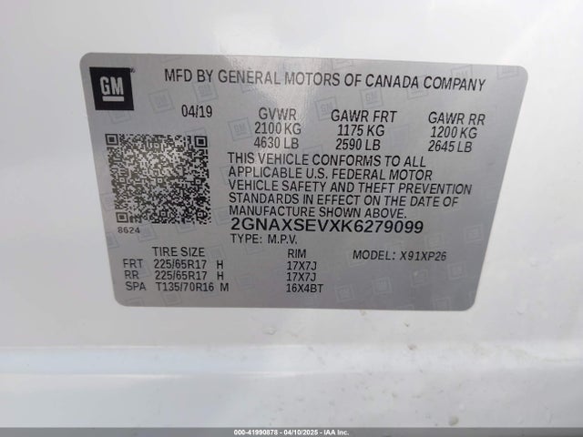 Chevrolet EQUINOX LS 2019 2GNAXSEVXK6279099 Image 9