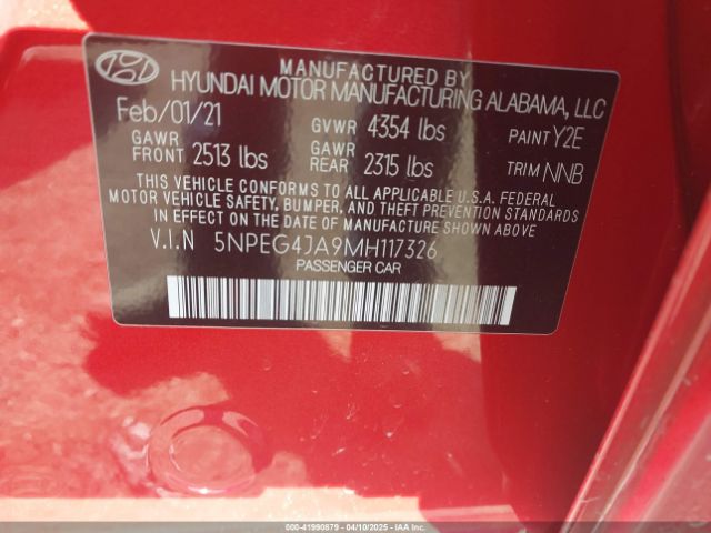 2021 HYUNDAI SONATA 5NPEG4JA9MH117326 Photo 8