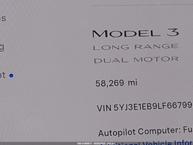 5YJ3E1EB9LF667993 Tesla Model 3 Long Range Dual Motor All-wheel Drive