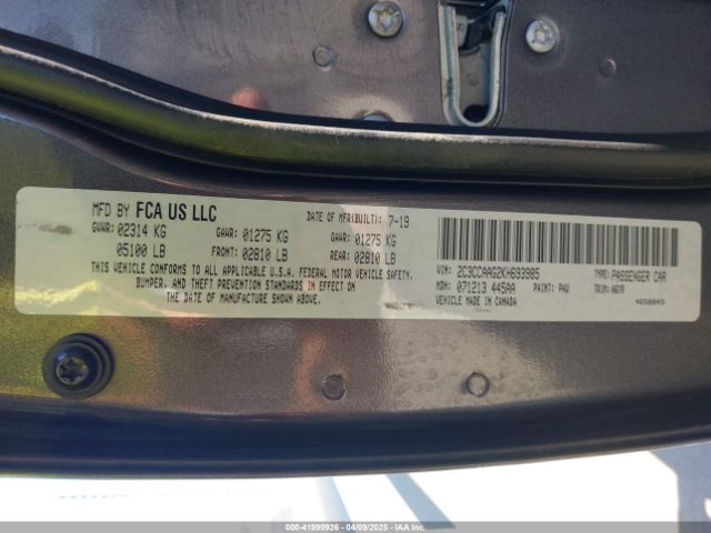 2019 CHRYSLER 300 2C3CCAAG2KH693985 Photo 8