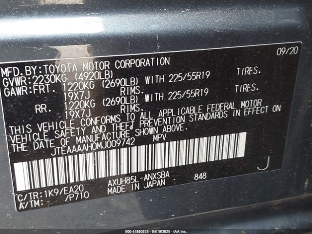 JTEAAAAH0MJ009742 Toyota Venza Limited