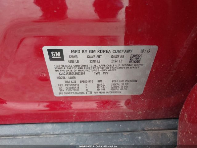 KL4CJASB0LB022694 Buick Encore Fwd Preferred