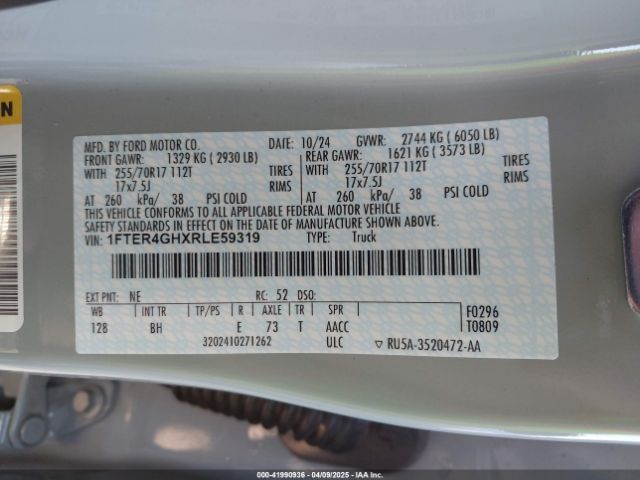 1FTER4GHXRLE59319 Ford Ranger Xlt