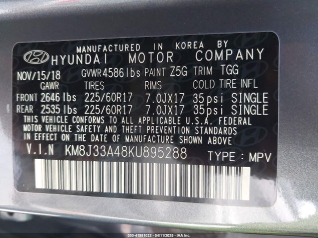 KM8J33A48KU895288 Hyundai Tucson Value