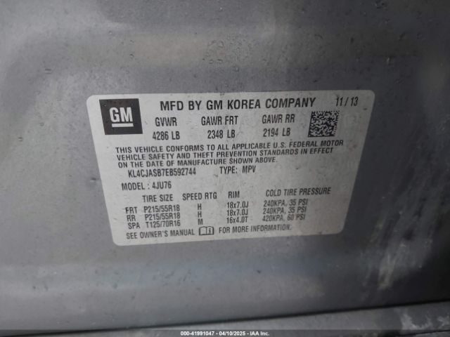 KL4CJASB7EB592744 Buick Encore