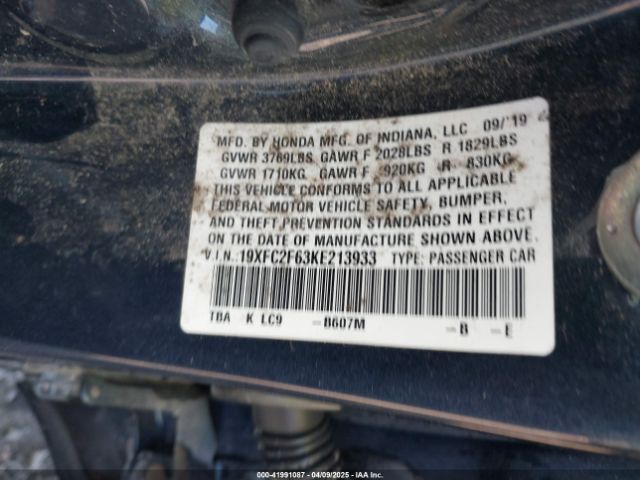 19XFC2F63KE213933 Honda Civic Lx