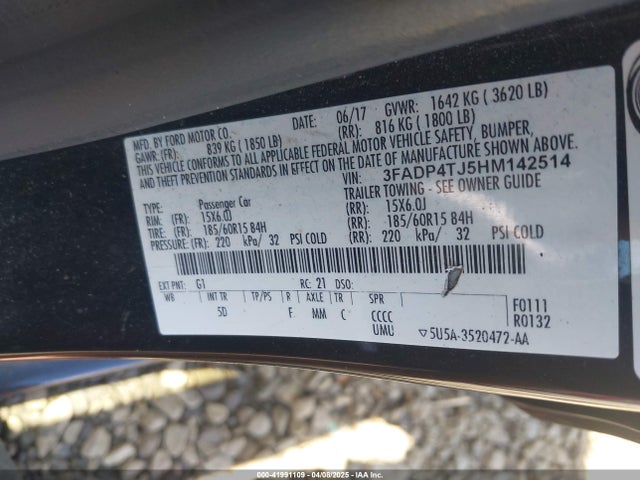 3FADP4TJ5HM142514 Ford 1.6l ti-vct premium fuel
