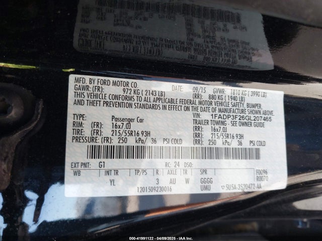 Ford FOCUS SE 2016 1FADP3F26GL207465 Image 9