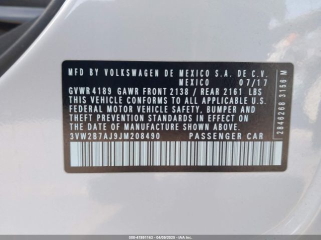 3VW2B7AJ9JM208490 Volkswagen Jetta 1.4t S