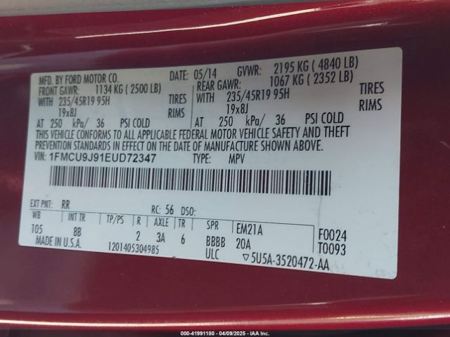 1FMCU9J91EUD72347 Ford Escape Titanium