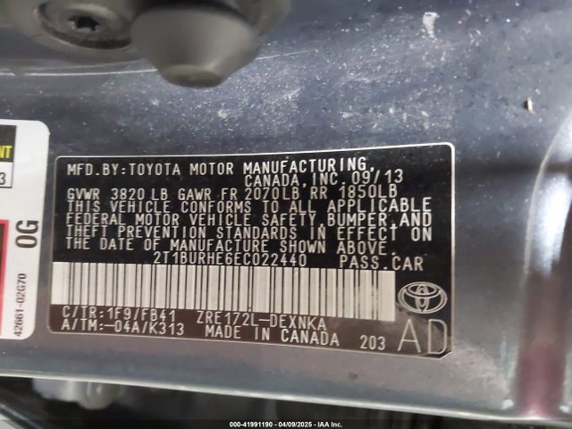 2T1BURHE6EC022440 Toyota COROLLA LE