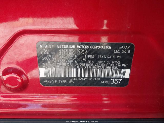 2019 MITSUBISHI OUTLANDER SPORT JA4AP4AU2KU017400 Photo 8