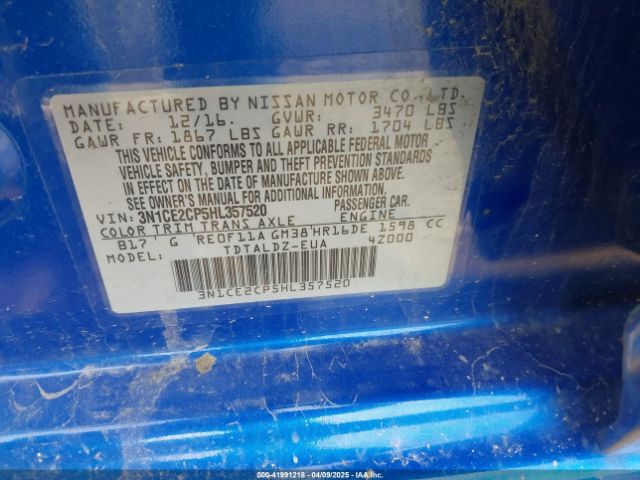3N1CE2CP5HL357520 Nissan Versa Note Sv