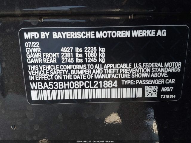 WBA53BH08PCL21884 BMW 530 I