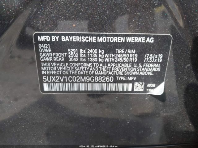 2021 BMW X4 5UX2V1C02M9G88260 Photo 8