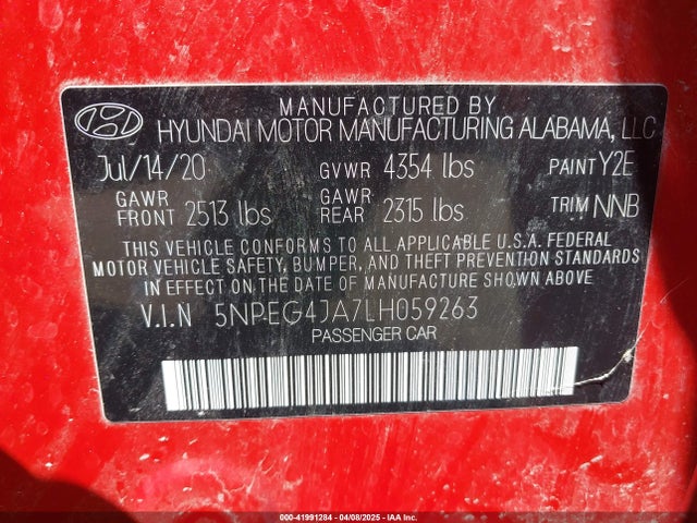 Hyundai SONATA SE 2020 5NPEG4JA7LH059263 Image 9