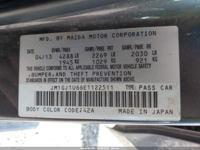 JM1GJ1U66E1122511 Mazda Mazda6 I Sport