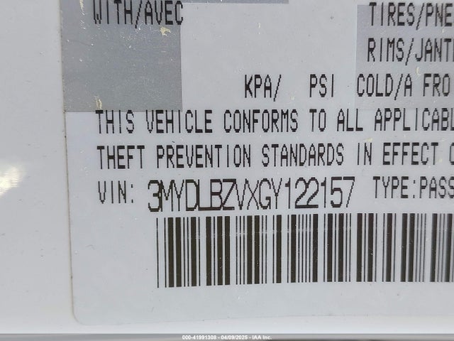 3MYDLBZVXGY122157 Scion IA
