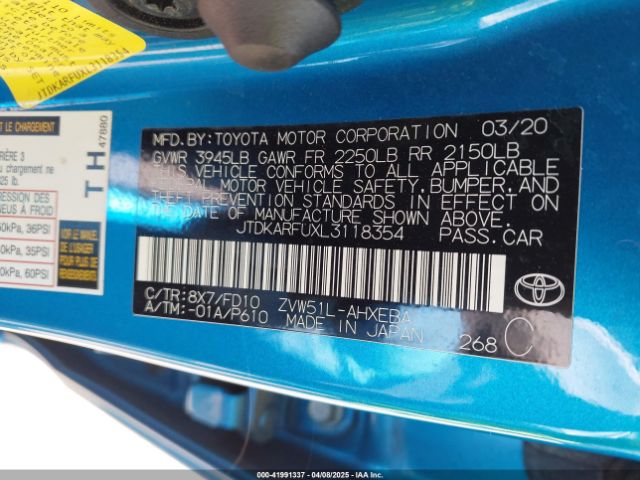 JTDKARFUXL3118354 Toyota Prius Le