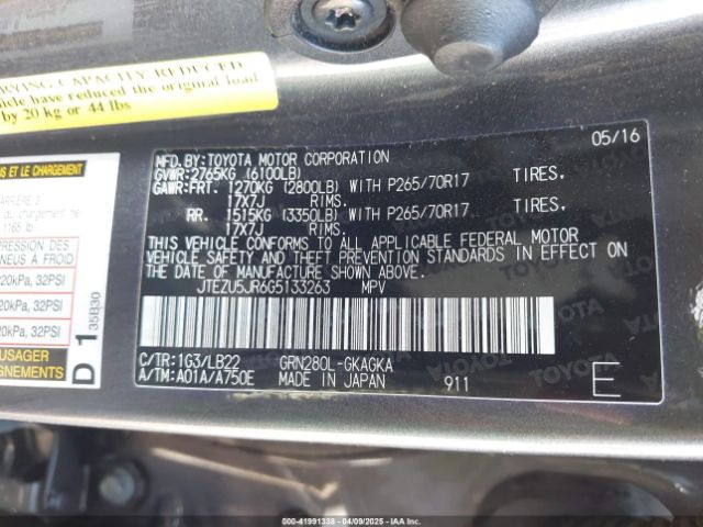 JTEZU5JR6G5133263 Toyota 4runner Sr5 Premium