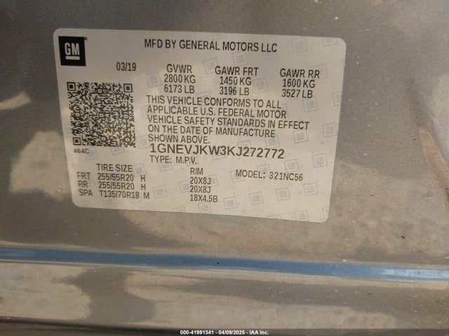 1GNEVJKW3KJ272772 Chevrolet Traverse Rs