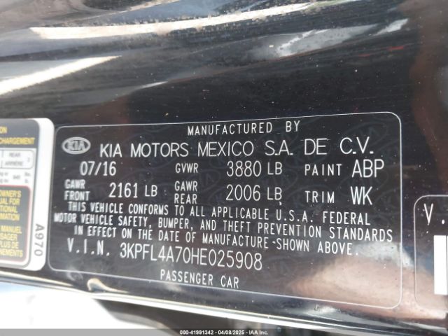 3KPFL4A70HE025908 KIA FORTE S
