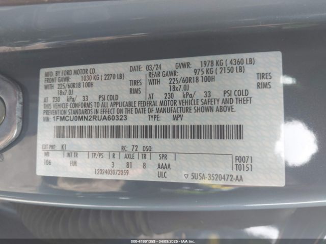 1FMCU0MN2RUA60323 Ford Escape St-line