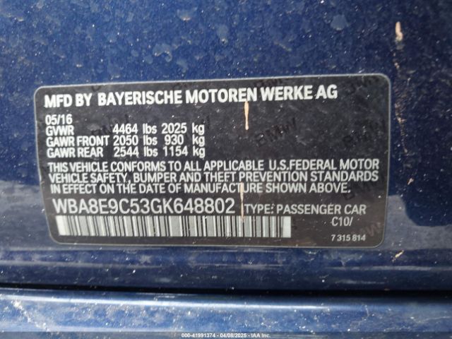 WBA8E9C53GK648802 BMW 328I