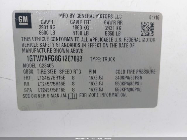 1GTW7AFG8G1207093 GMC Savana 2500 Work Van