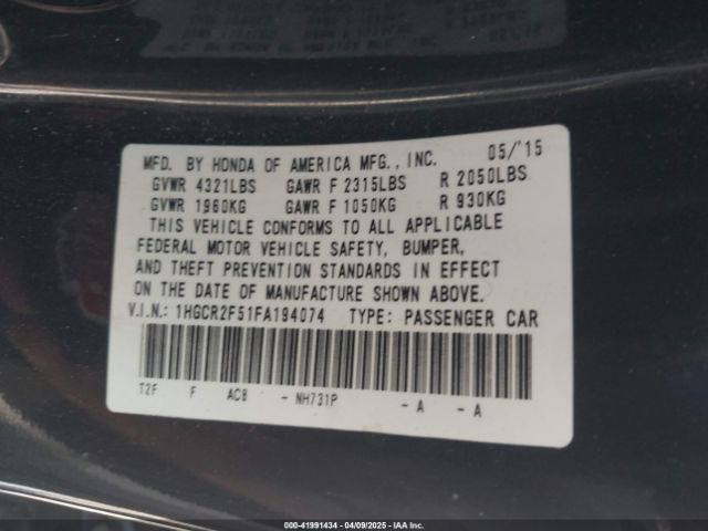 1HGCR2F51FA194074 Honda Accord Sport