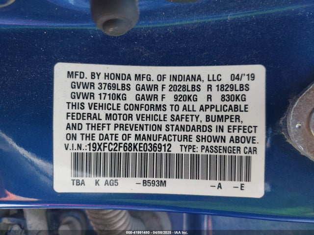 19XFC2F68KE036912 Honda Civic Lx