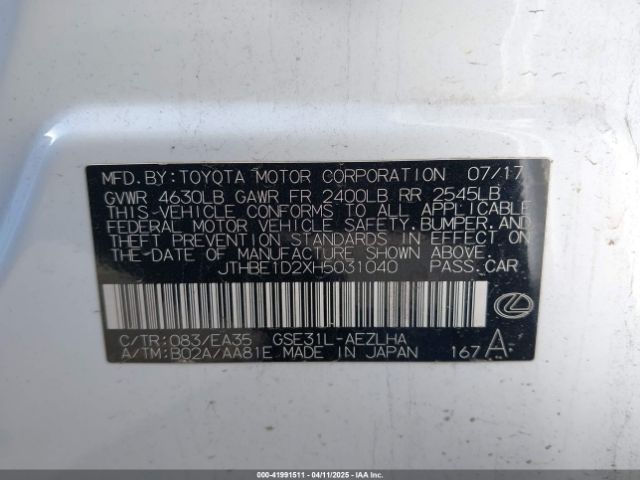 JTHBE1D2XH5031040 Lexus IS 350