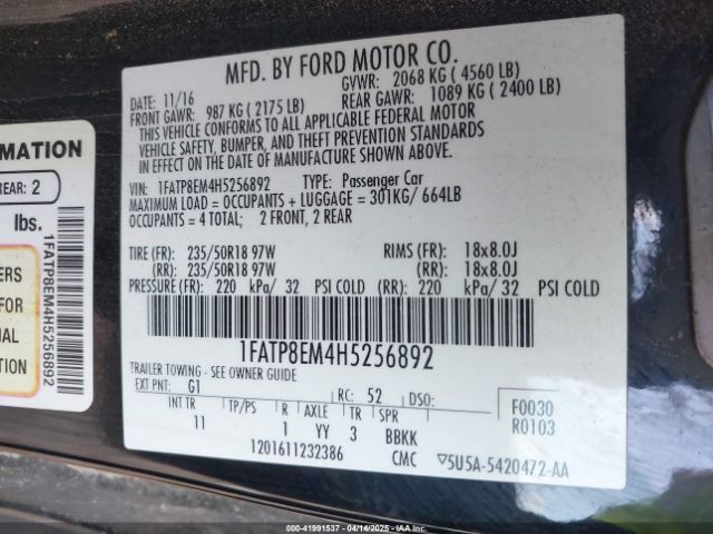 1FATP8EM4H5256892 Ford Mustang V6